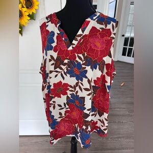 Floral V-Neck Sleeveless Top